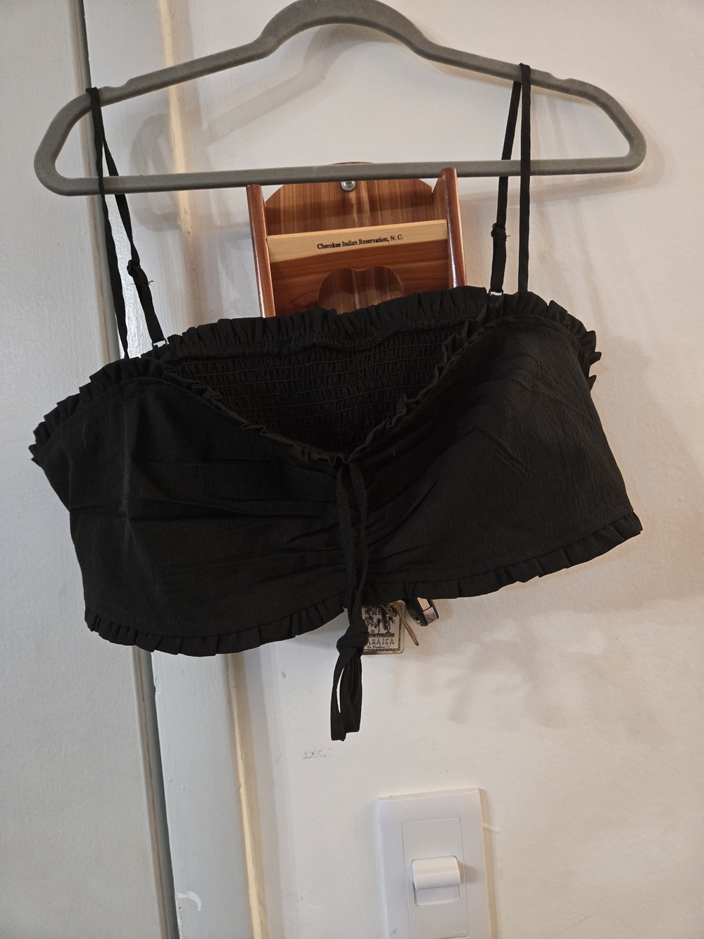 Black Crop Tube Top with Adjustable Tie - Unbranded